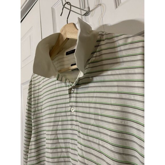 Nike Tiger Woods Collection Dri-Fit Golf Polo SzXL White Green Striped Escondido - Picture 1 of 6